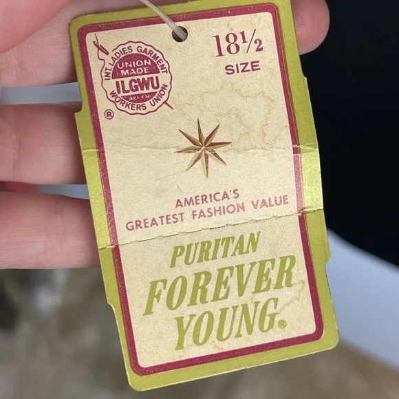 Puritan Forever Young Black Vintage Sheath Dress Sheer Sleeves Rhinestone Collar - Picture 8 of 13